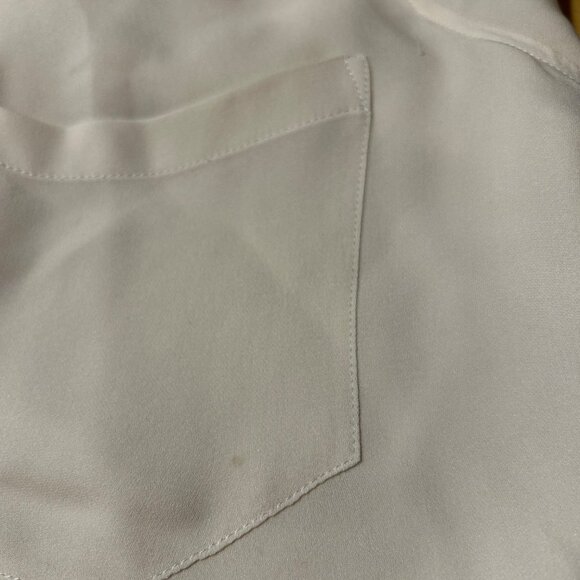 Women Theory Ivory Pure Silk Front Tie Cropped Blouse Top M - Picture 11 of 12